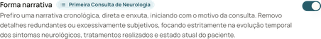 Aprendizado real: forma narrativa, específico do modelo Primeira Consulta de Neurologia